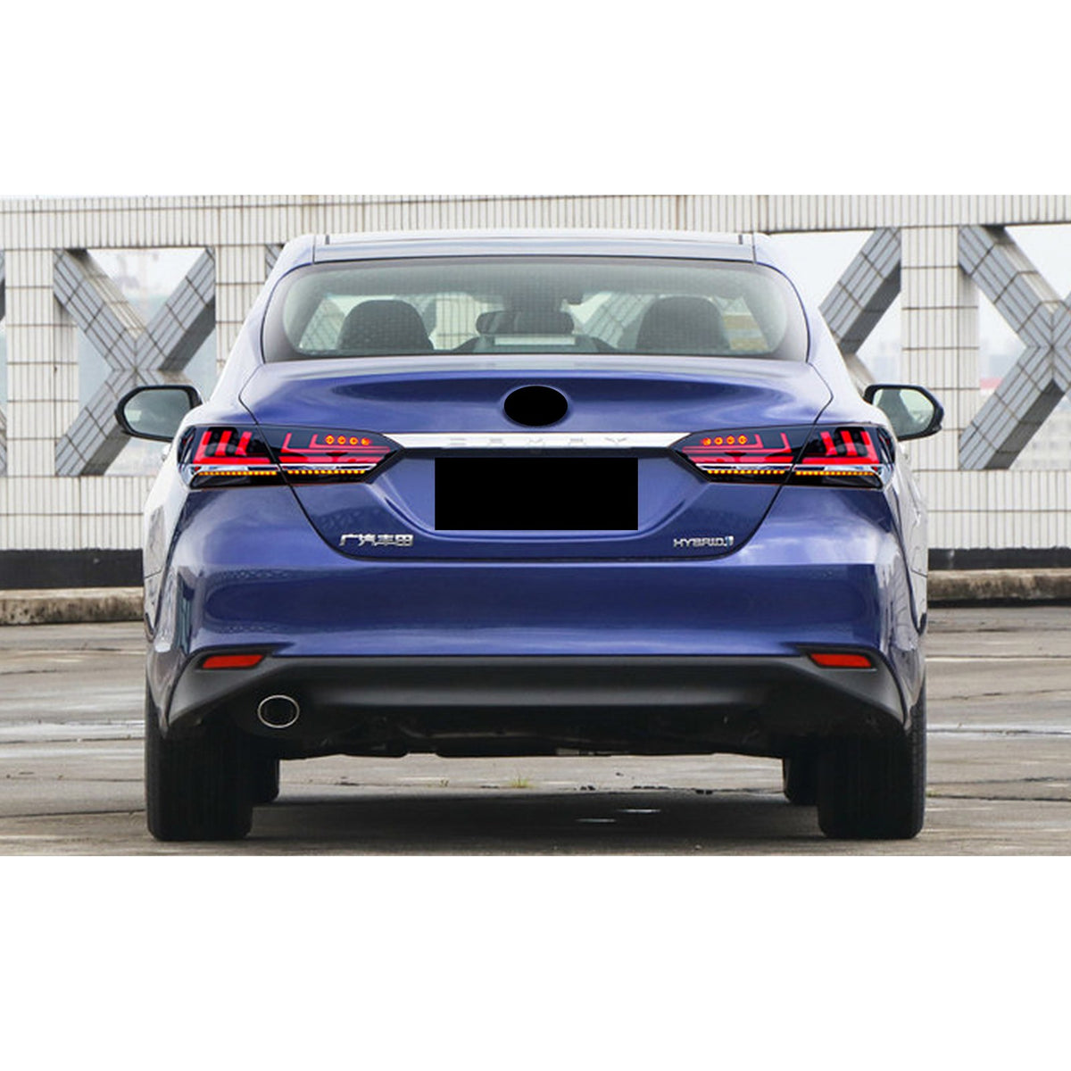 2018-2023 Toyota Camry with black sequential LED tail lights installed
