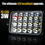 4x6 LED Array Headlights H4651 H4652 H4656 H4666 H6545 Chrome Set - GENSSI Lighting