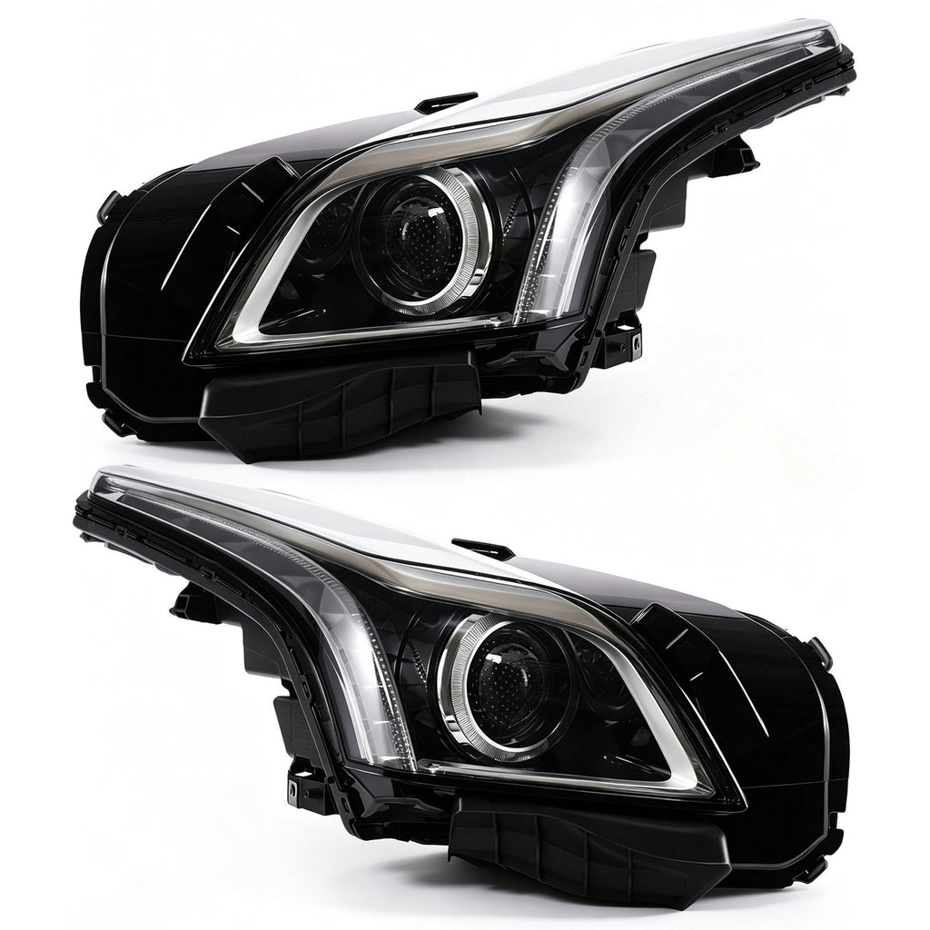 Chrome Halogen Projector Headlights Pair w/ Bulbs for Cadillac CTS Sedan Base (2014-2019)