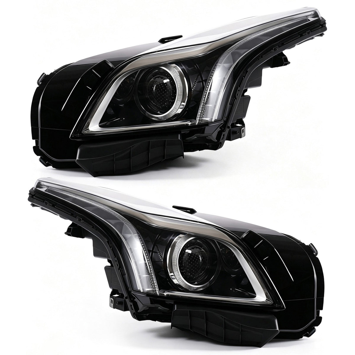 Chrome Halogen Projector Headlights Pair w/ Bulbs for Cadillac CTS Sedan Base (2014-2019)
