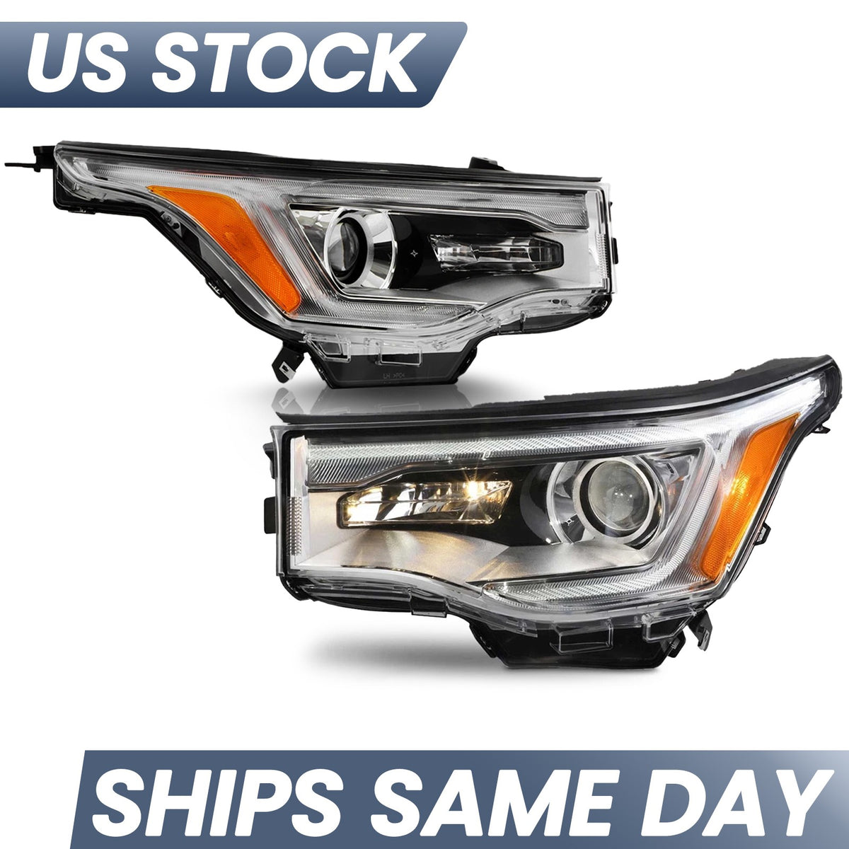 Pair HID headlight front angle for 2017-2019 GMC Acadia
