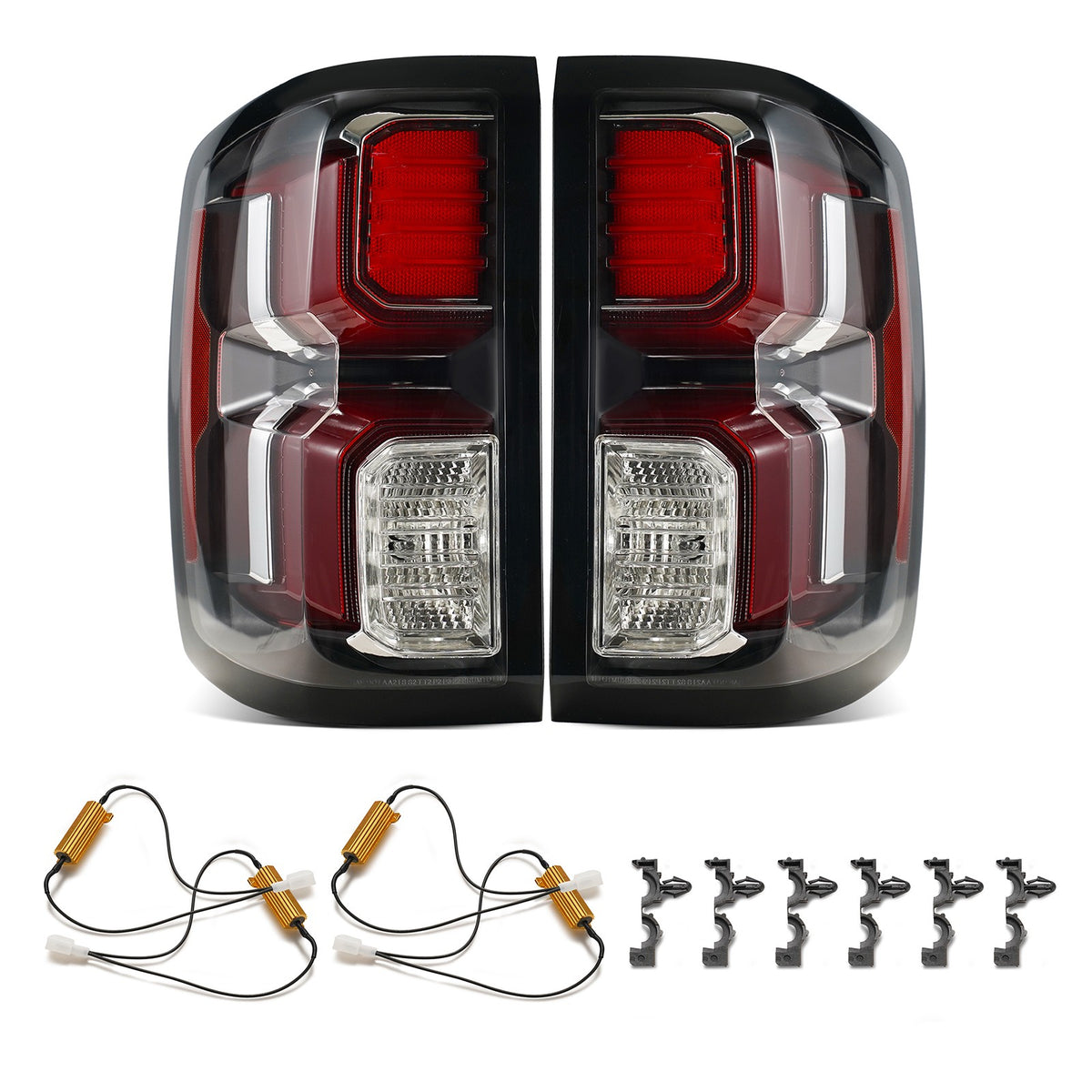 black LED tail light view 2 for Chevy Silverado 1500 Halogen Models (2014-2018)
