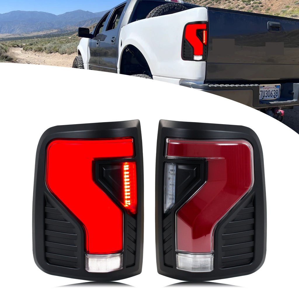2004-2008 Ford F-150 Styleside with black sequential LED tail lights installed
