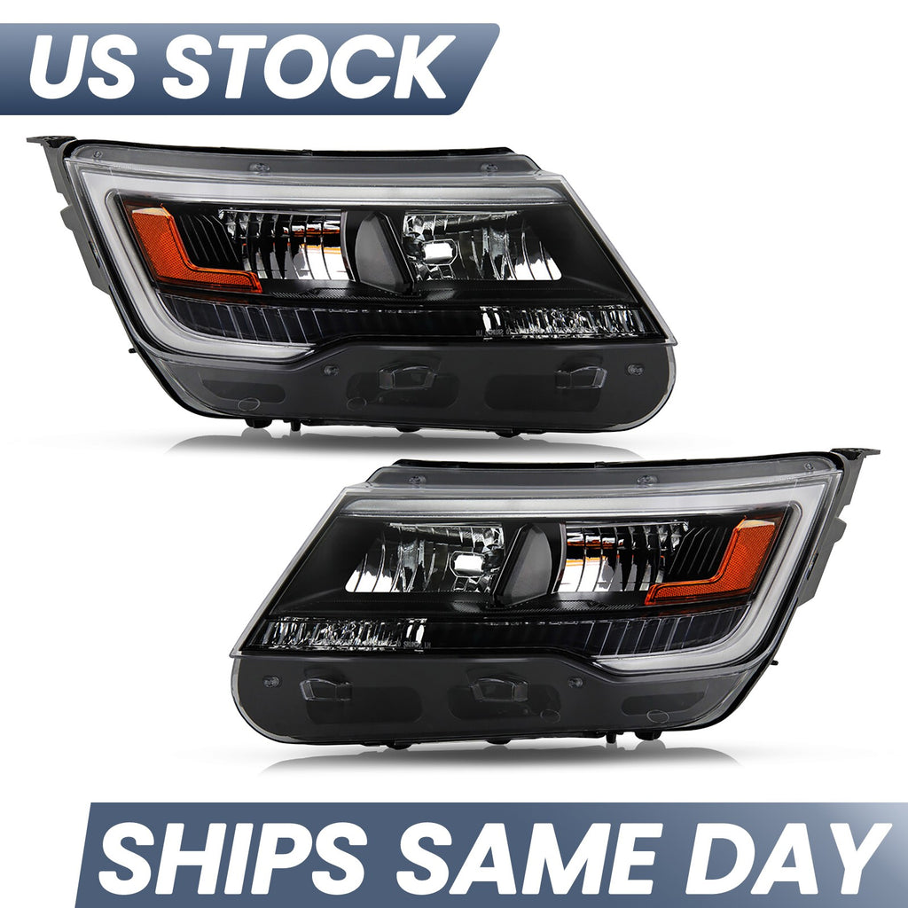 Pair LED headlight front angle for 2016-2018 Ford Explorer Sport