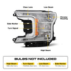 Headlight bulb size diagram for 2018-2020 Ford F-150 Chrome Halogen headlights