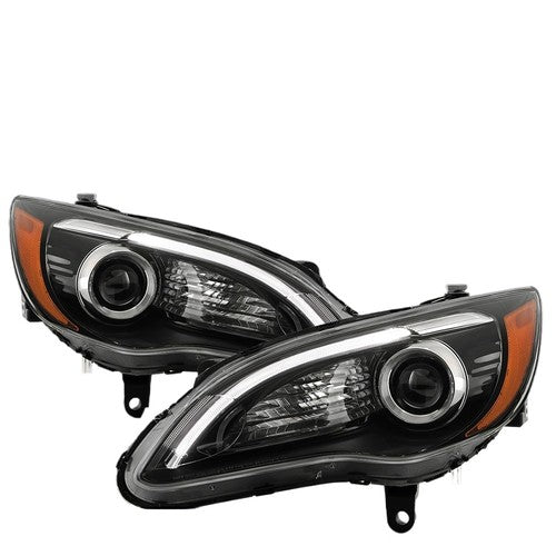 Black Projector Headlights Pair w/ LED DRL for Chrysler 200 Halogen (2012-2014)