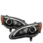 Black Projector Headlights Pair w/ LED DRL for Chrysler 200 Halogen (2012-2014)