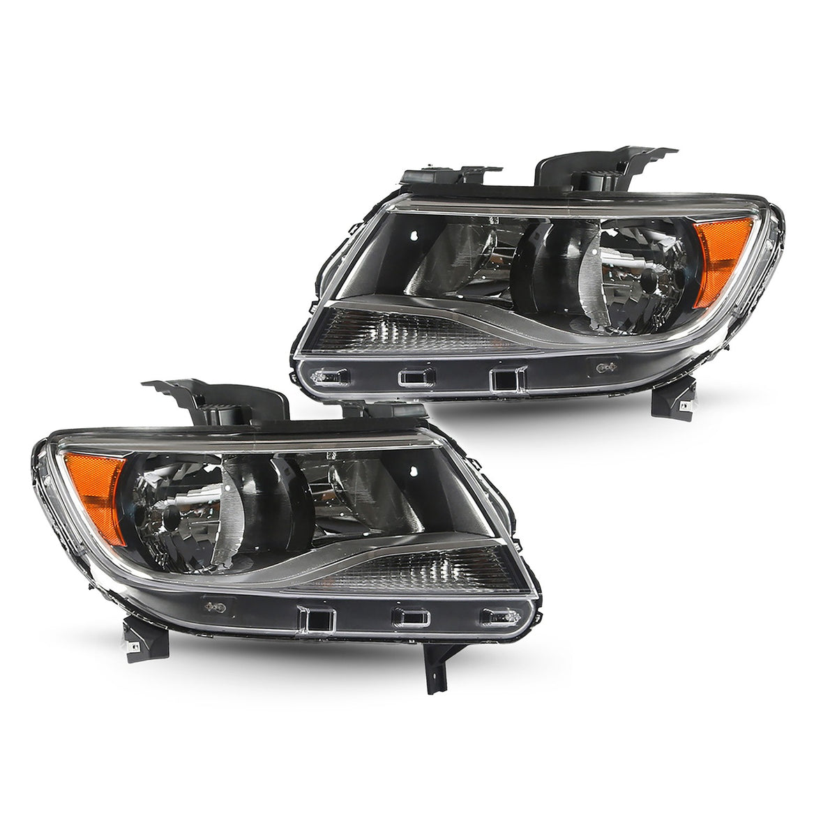 Black Halogen Headlights Pair w/ Bulbs for Chevy Colorado Base LT WT (2015-2022)