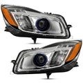 Chrome HID Headlights Pair w/ Blue Ring for Buick Regal (2012-2013)