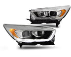 Chrome HID Headlights Pair w/ LED DRL, Bulbs & Ballasts for Ford Escape (2017-2019)