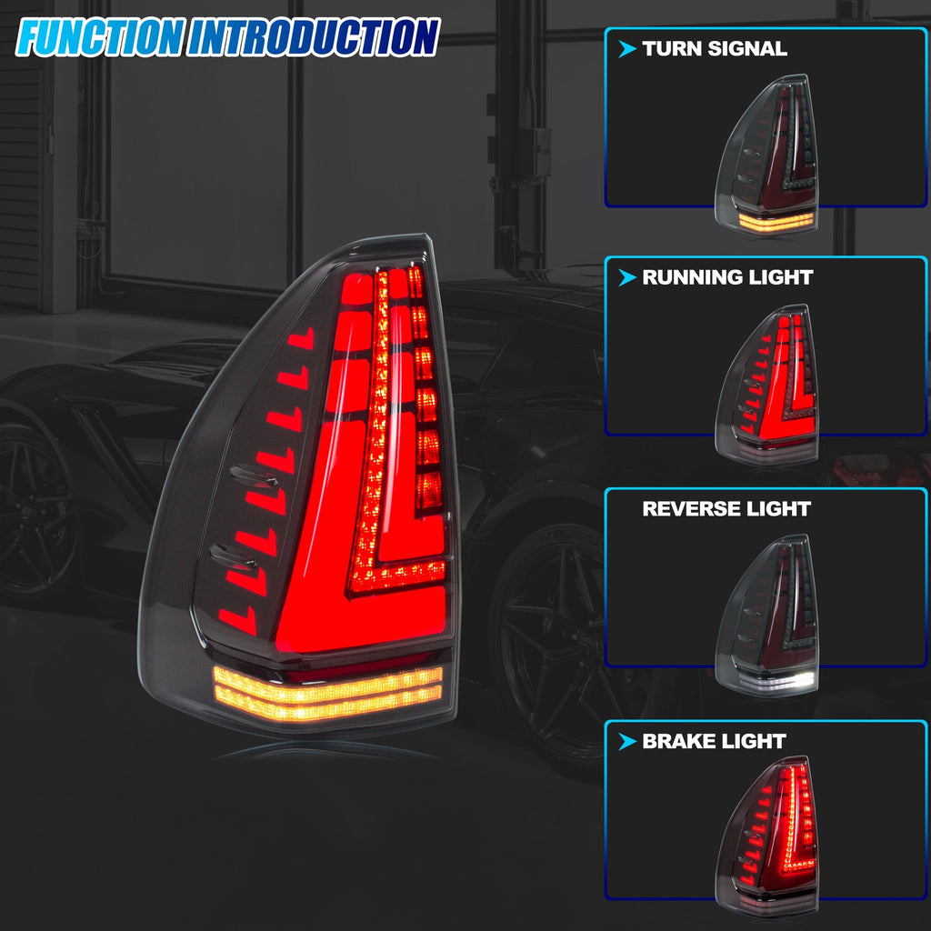 Running, brake, turn and reverse functions of the 2003-2009 Lexus GX470 LED tail light