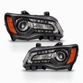 Black Projector Headlights Pair w/ LED DRL for Chrysler 300 Halogen (2012-2014)