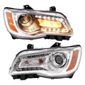Chrome Halogen Projector Headlights Pair w/ LED DRL for Chrysler 300 (2011-2014)