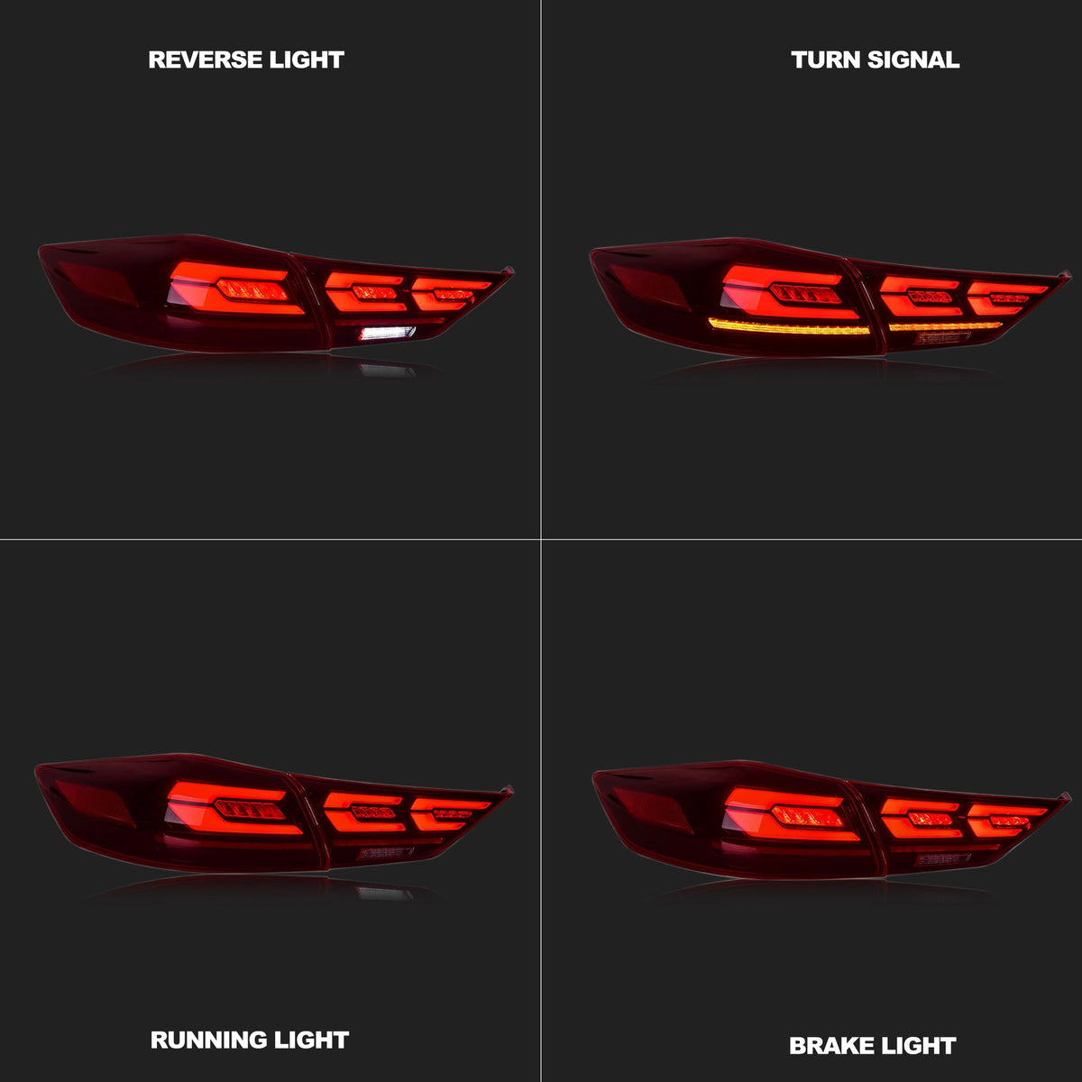 Running, brake, turn and reverse functions of the 2017-2018 Hyundai Elantra Sedan LED tail light