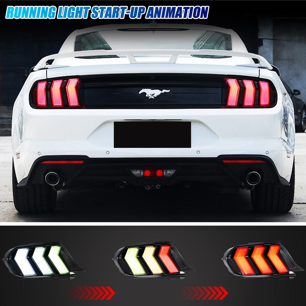 2015-2023 Ford Mustang with clear sequential LED tail lights installed
