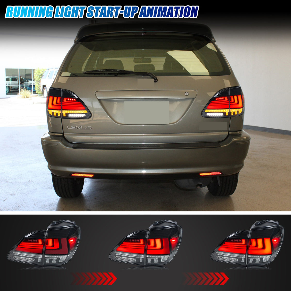 1999-2000 Lexus RX300 with clear sequential LED tail lights installed
