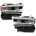 Full LED Projector Headlights Pair w/ AFS, Chrome Bezel for Ram 1500 (2019-2024)