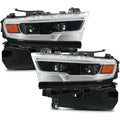 Upgrade LED Projector Headlights Pair w/ AFS, Black for Ram 1500 Halogen/LED Reflector (2019-2024)