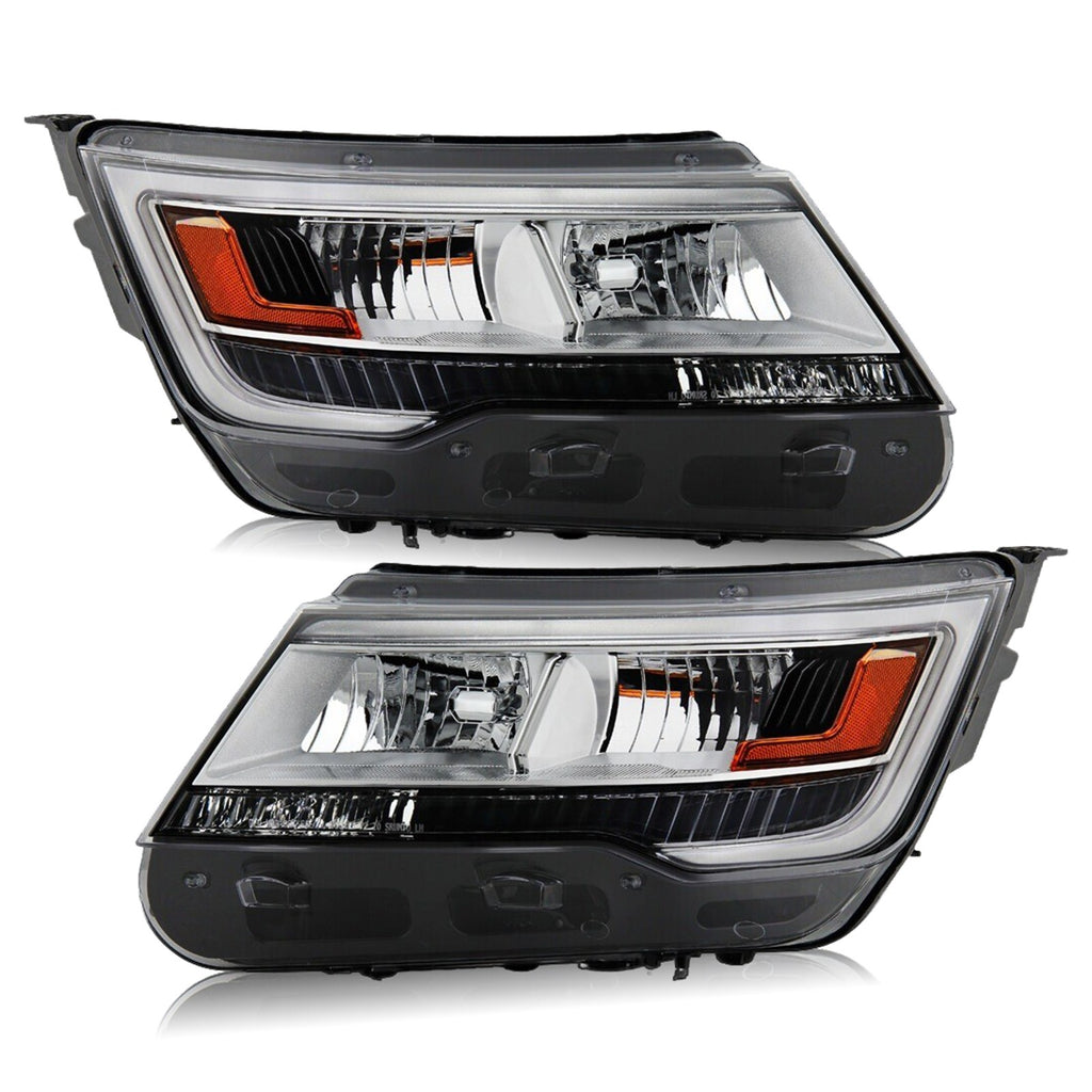 Chrome LED Headlights Pair for Ford Explorer Limited Platinum XLT (2016-2018)
