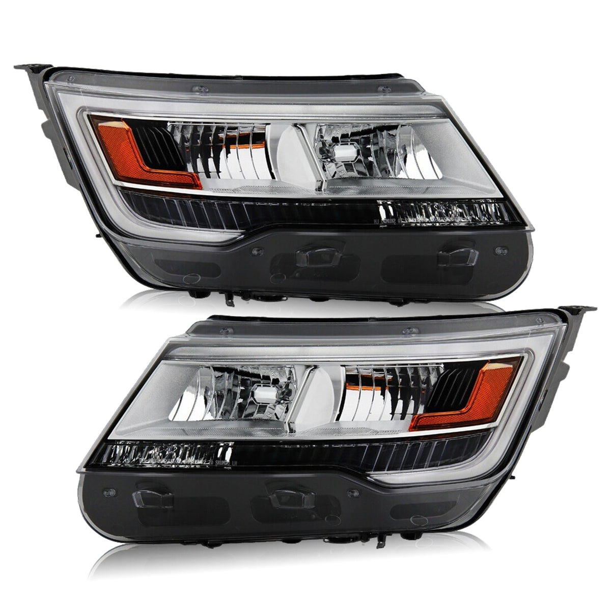 Chrome LED Headlights Pair for Ford Explorer Limited Platinum XLT (2016-2018)