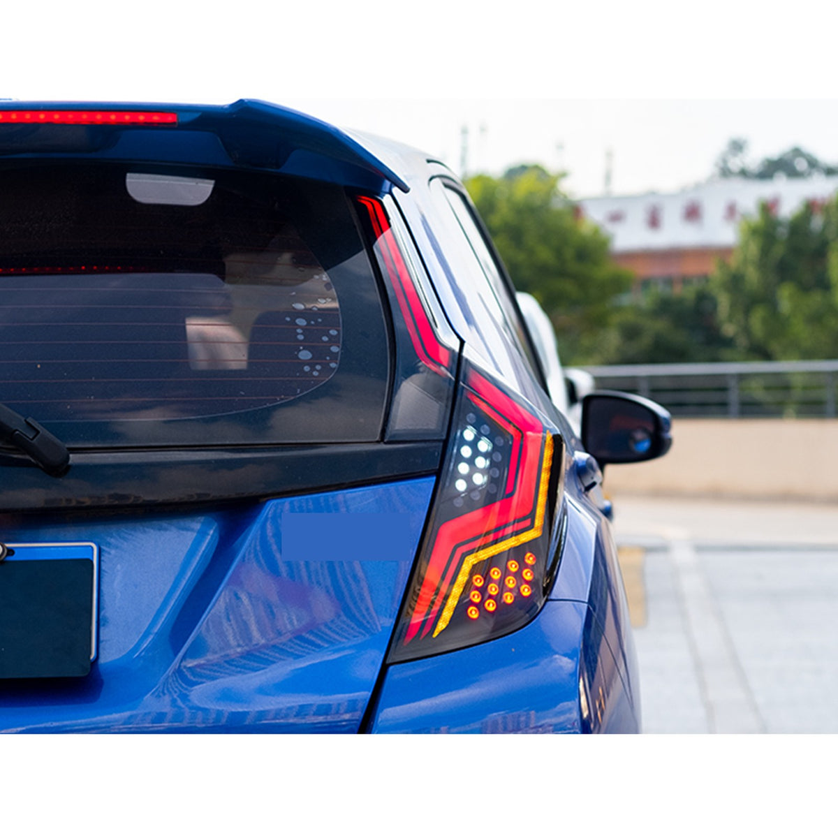 2015-2020 Honda Fit with smoked sequential LED tail lights installed