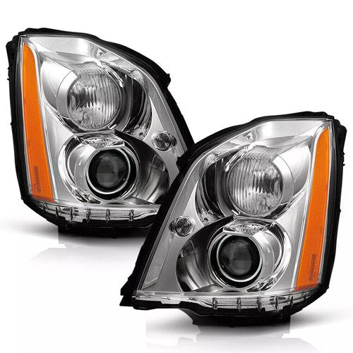 Chrome HID Projector Headlights Pair for Cadillac DTS (2006-2011)