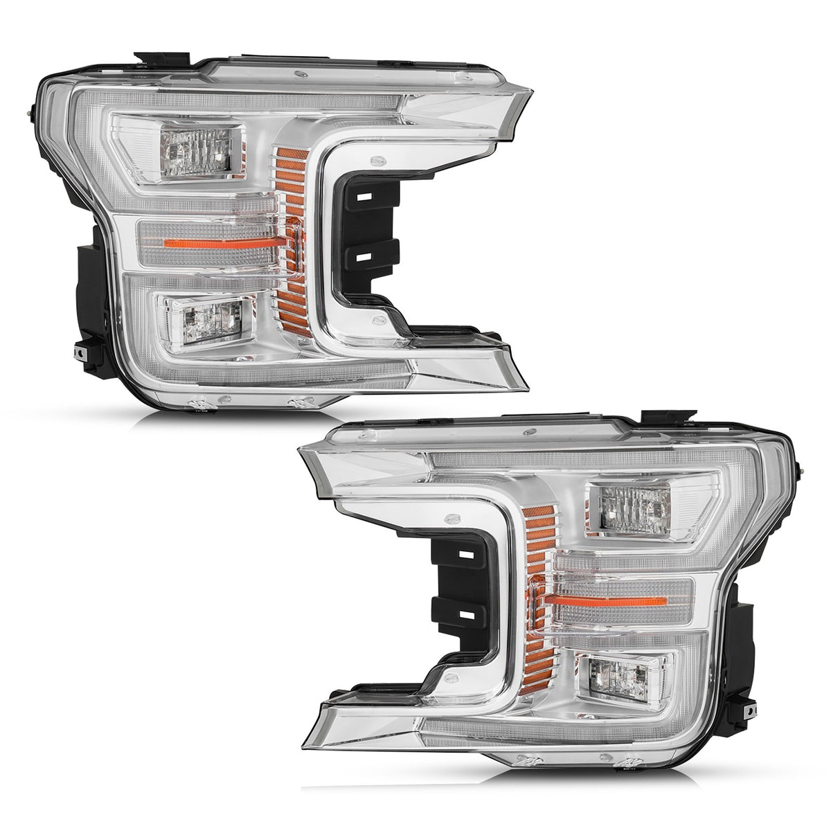 Full LED Headlights Pair w/ Chrome Bezel for Ford F-150 (2018-2020)