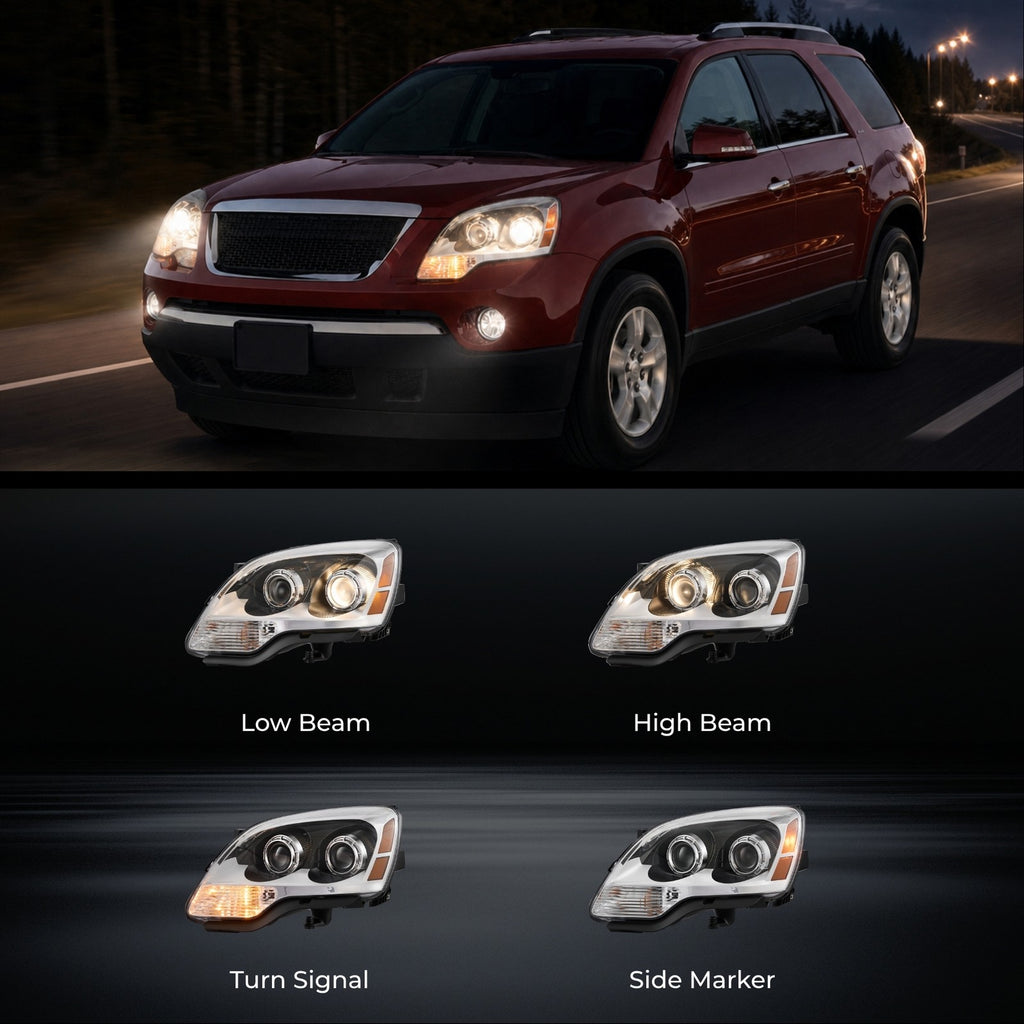 Chrome Projector Halogen headlight features and specifications for 2007-2012 GMC Acadia
