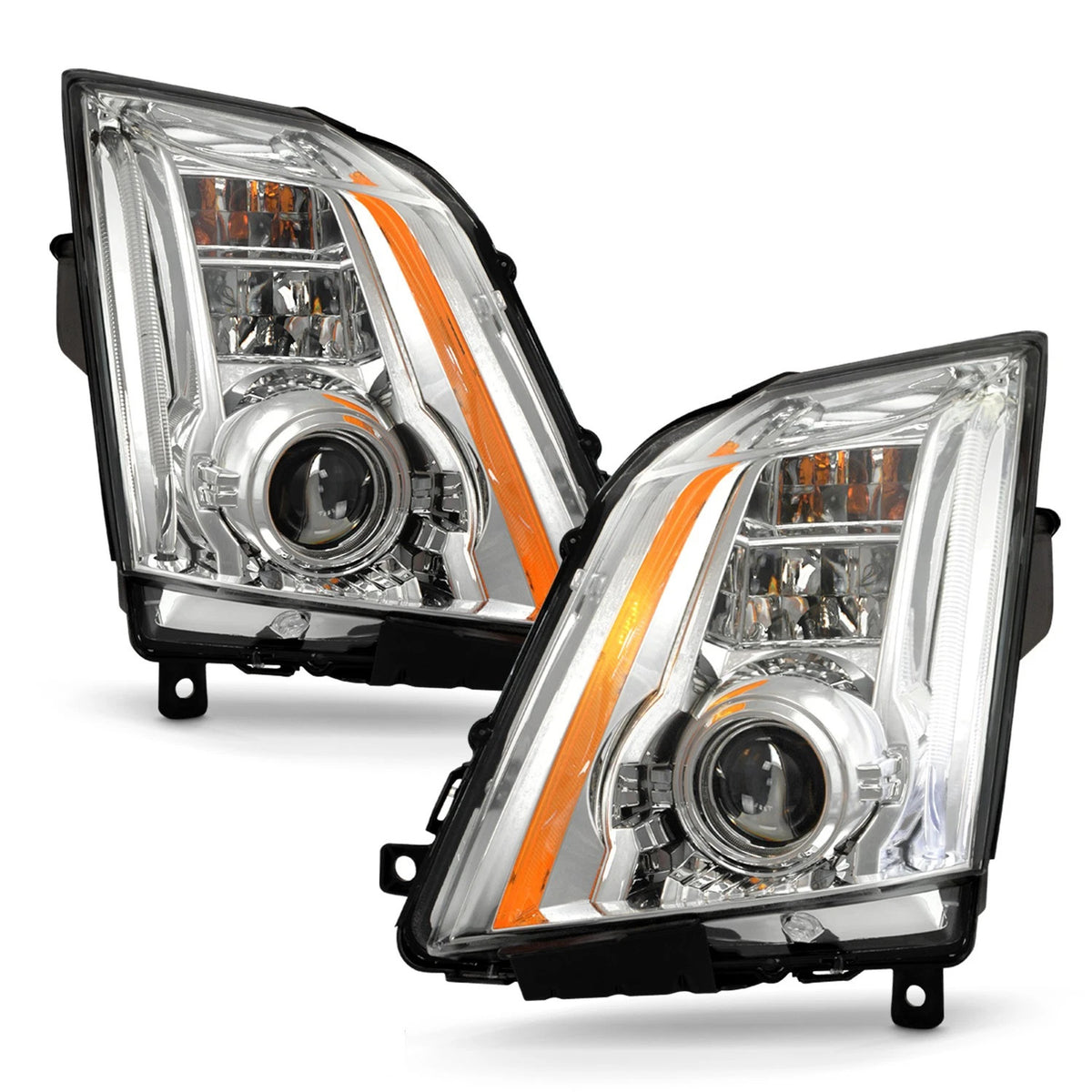 Chrome HID Headlights Pair w/ AFS for Cadillac CTS (2008-2014)