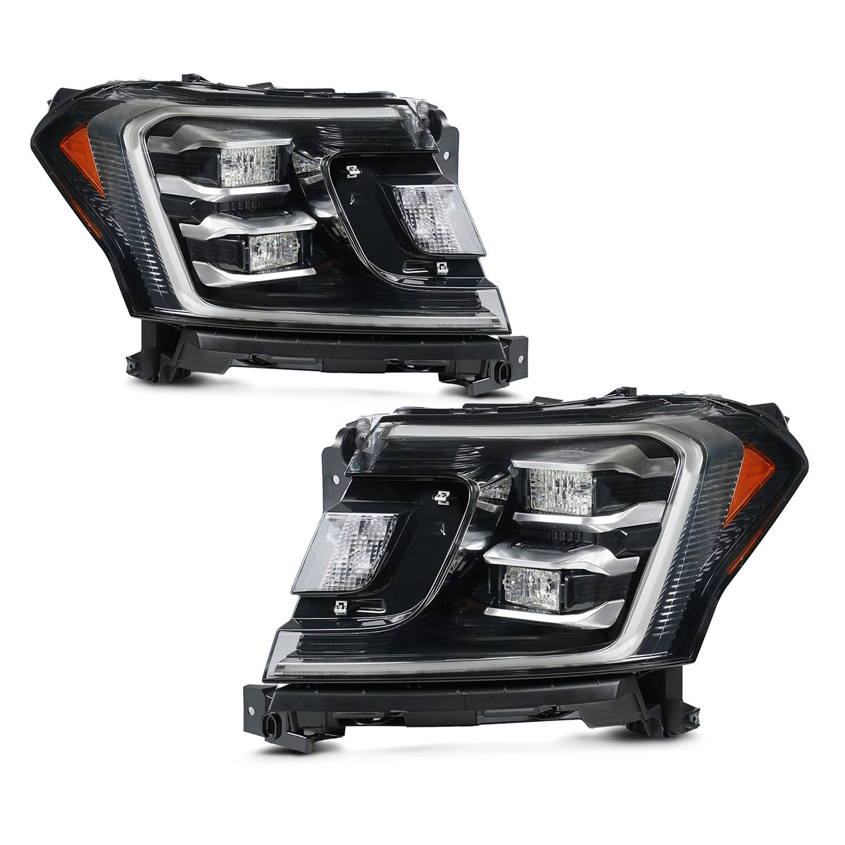 Full LED Headlights Pair w/ Chrome Cover for Ford Expedition (2018-2021)