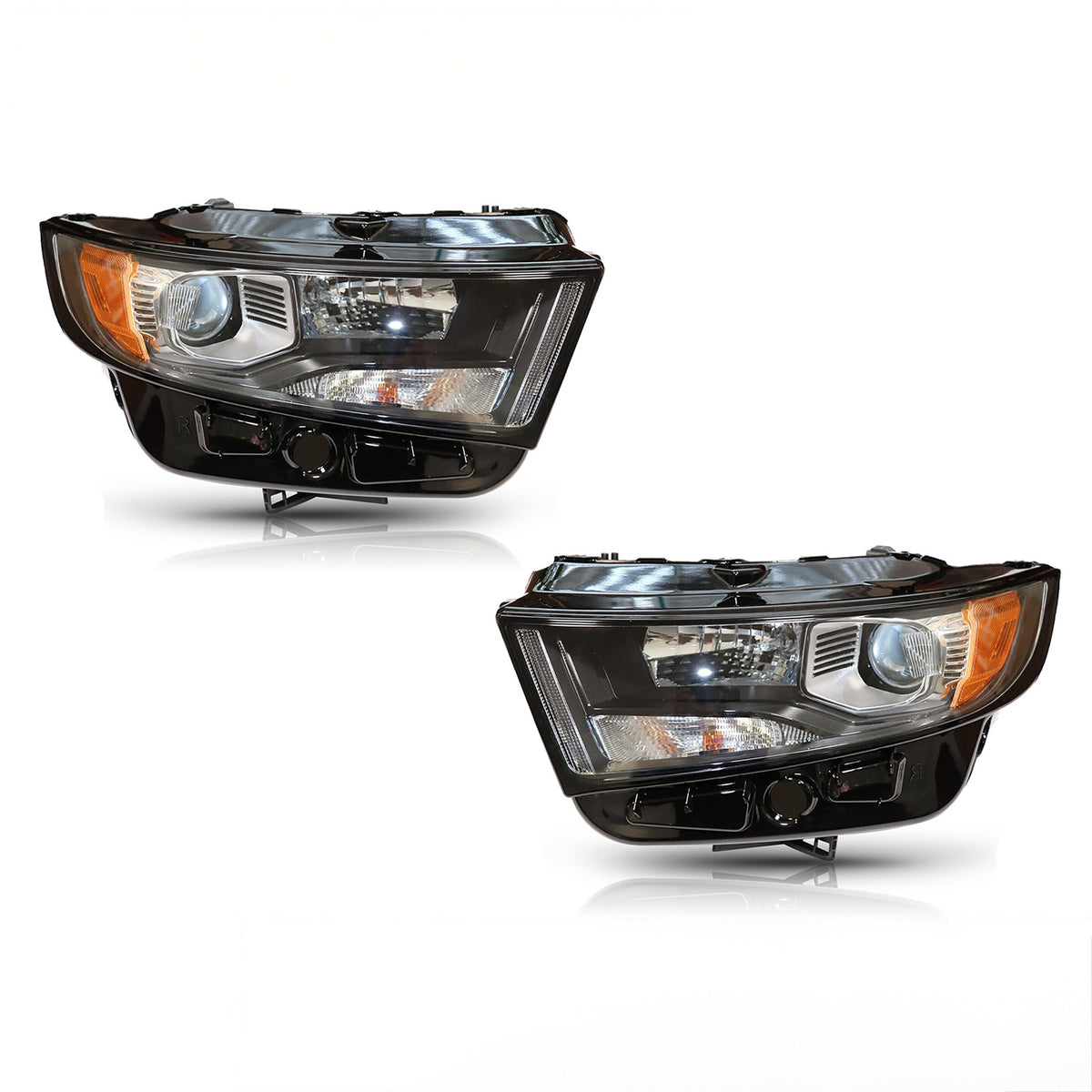 Black Halogen Projector Headlights Pair w/ Bulbs for Ford Edge Sport (2015-2018)