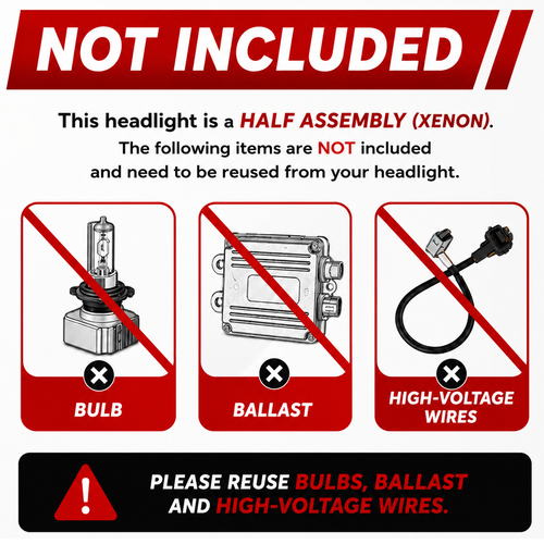 Half assembly diagram for 2009-2020 Nissan 370Z headlights