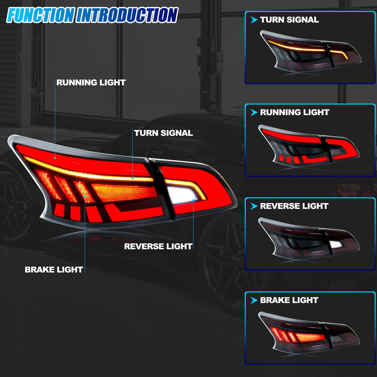 Running, brake, turn and reverse functions of the 2013-2019 Nissan Sentra LED tail light