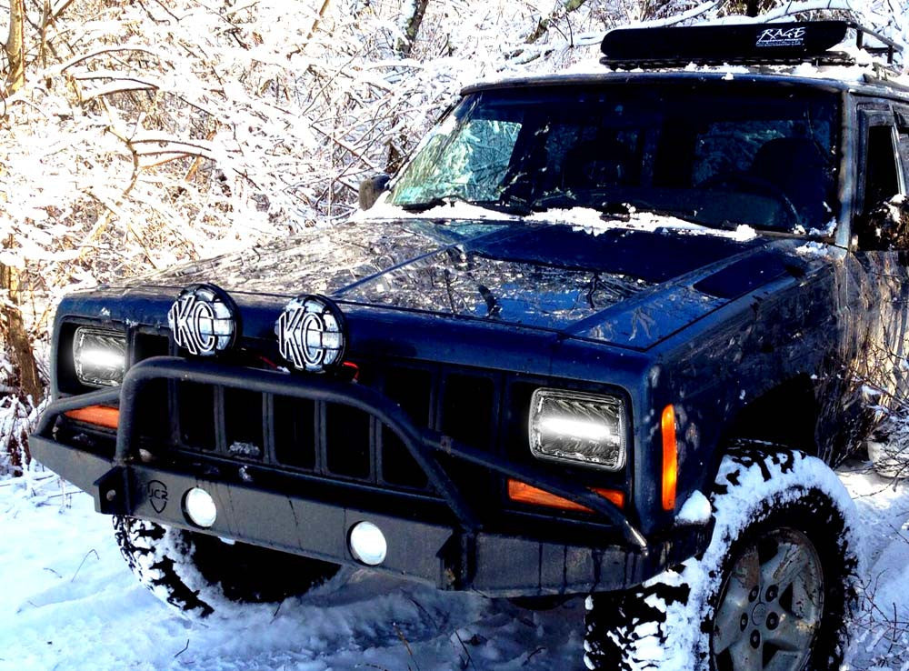 XDR LED Chrome Headlights w/DRL for XJ and YJ Lighting