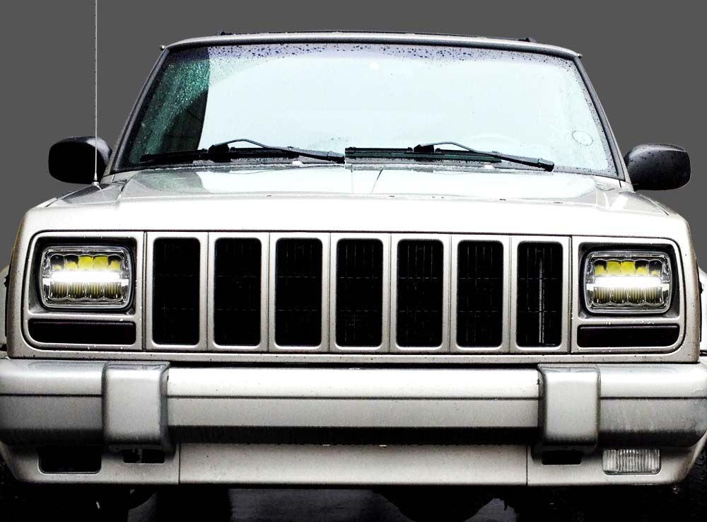 XDR LED Chrome Headlights w/DRL for XJ and YJ Lighting