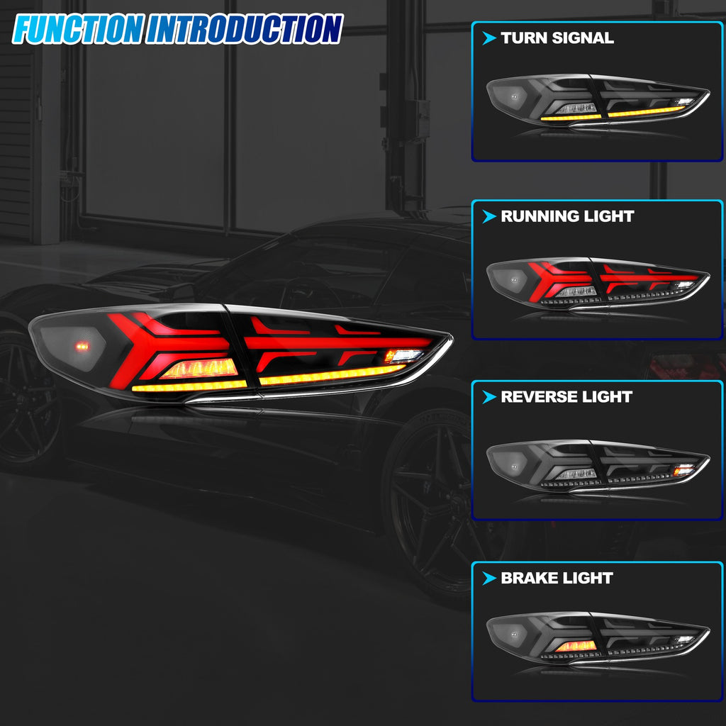 Running, brake, turn and reverse functions of the 2018-2019 Hyundai Sonata LED tail light