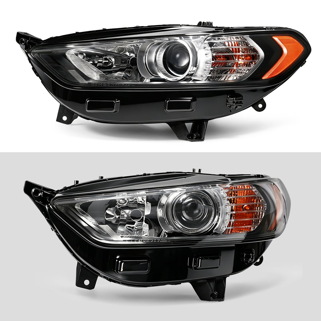 Pair halogen projector headlight front angle for 2013-2016 Ford Fusion