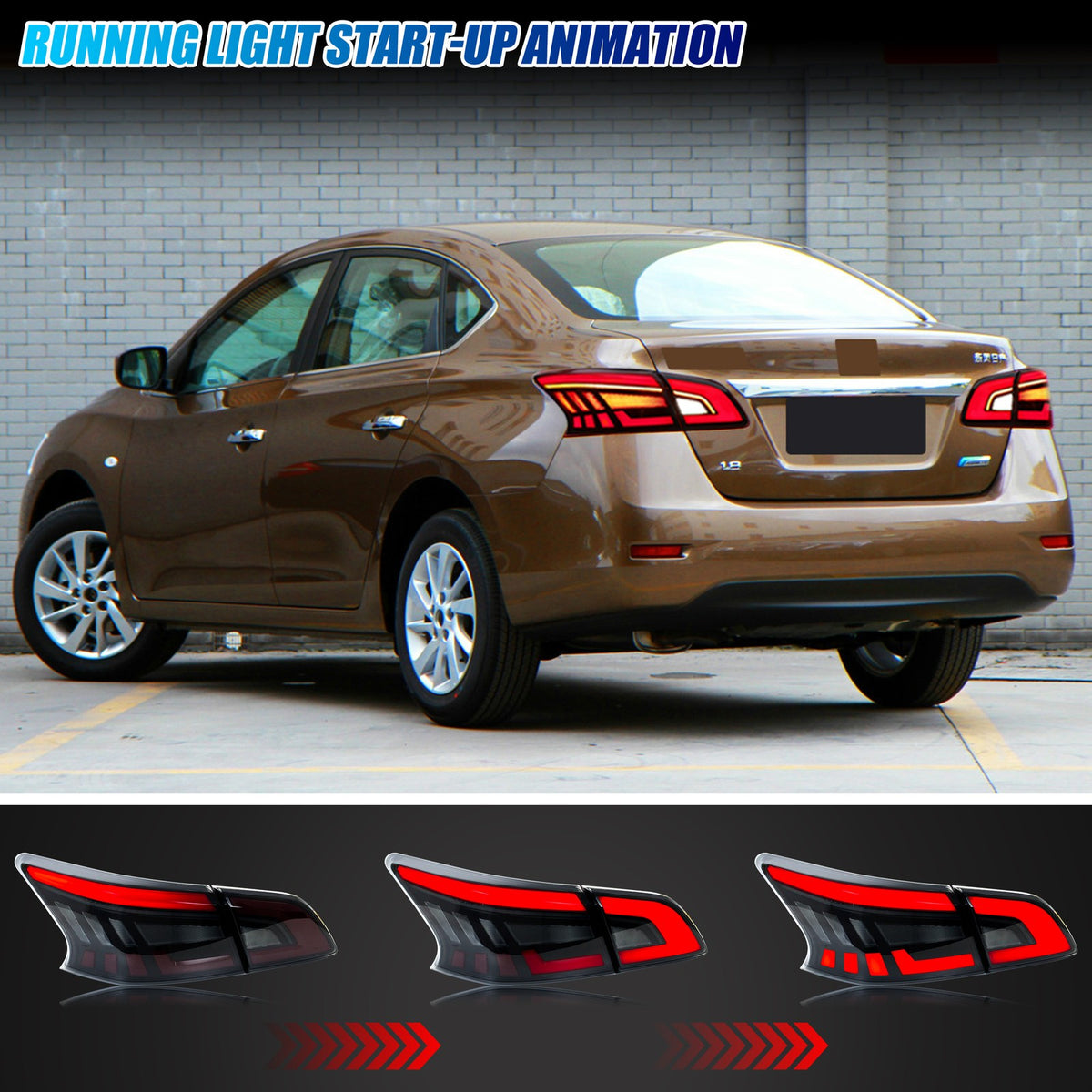 Running light start-up animation on the 2013-2019 Nissan Sentra LED tail lights