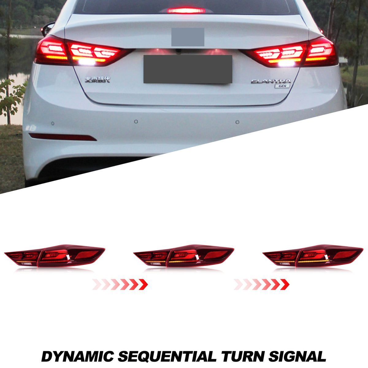 Sequential LED turn signal on the 2017-2018 Hyundai Elantra Sedan tail light