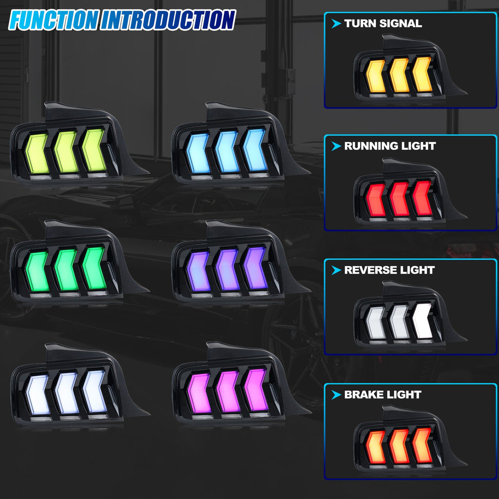 Running, brake, turn and reverse functions of the 2005-2009 Ford Mustang LED tail light