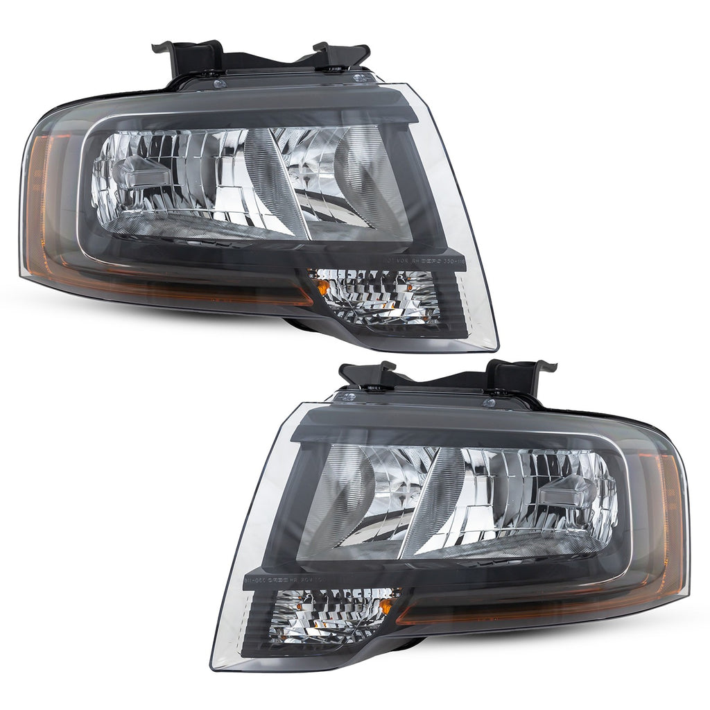 Black Halogen Headlights Pair for Ford Expedition (2015-2017)