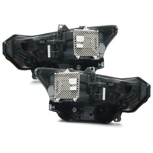 Chrome Full LED headlights pair front view for 2024-2026 Ford Mustang