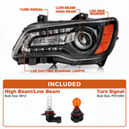 Bulb size diagram for 2012-2014 Chrysler 300 headlights