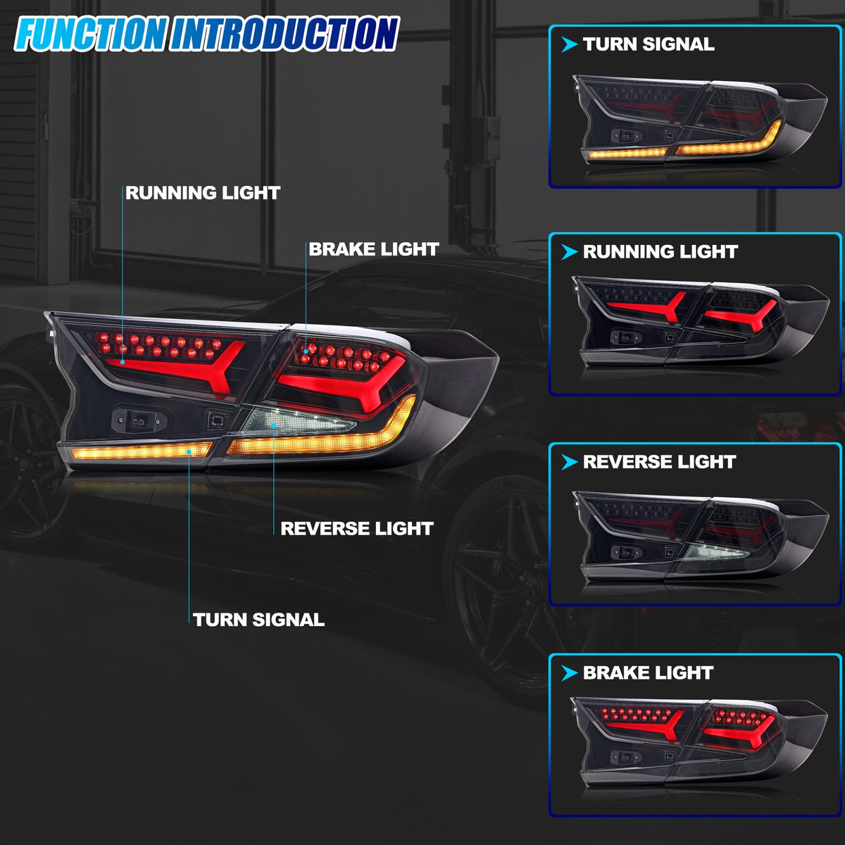 Running, brake, turn and reverse functions of the 2018-2022 Honda Accord LED tail light