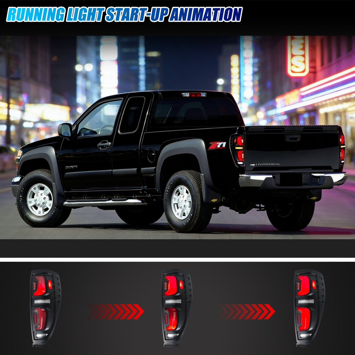 Running light start-up animation on the 2004-2012 Chevy Colorado / GMC Canyon LED tail lights