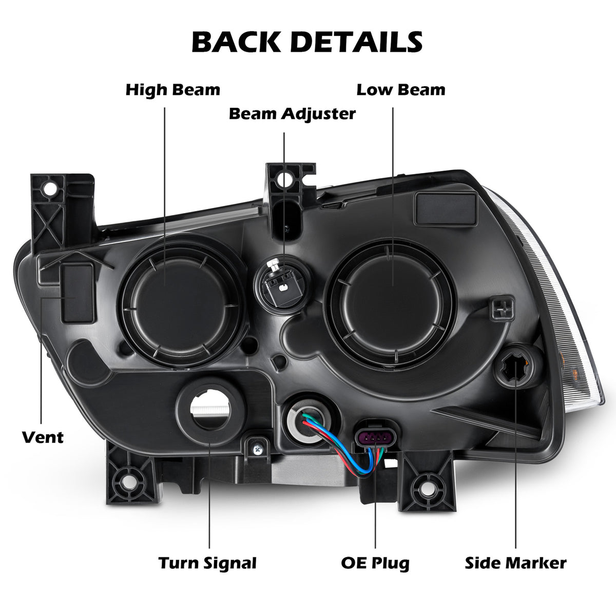Black Halogen headlight features and specifications for 2011-2014 Dodge Charger