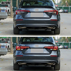 Before and after: factory vs black LED tail lights on a 2022-2026 Honda Civic
