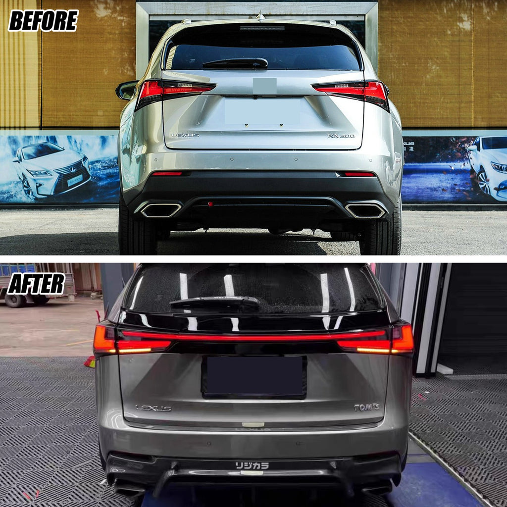 Before and after: factory vs LED tail lights on a 2015-2021 Lexus NX200t / NX300 / NX300h
