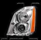 Chrome HID Projector headlight features and specifications for 2006-2011 Cadillac DTS (image 2)