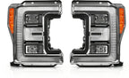 LED Headlights Pair w/ Module, Chrome Housing for Ford F-250 F-350 F-450 Super Duty (2017-2019)
